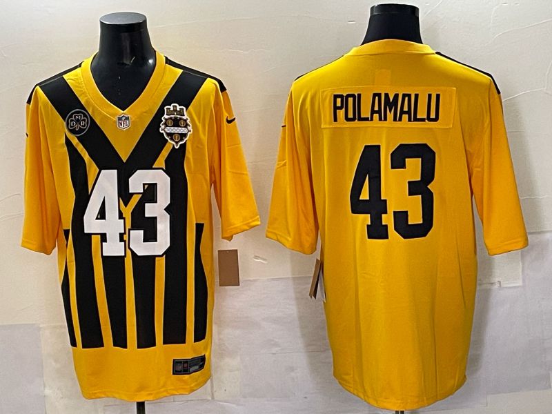 Men 2025 Nike Pittsburgh Steelers #43 Polamalu yellow Retro Limited NFL Jersey style 01->pittsburgh steelers->NFL Jersey